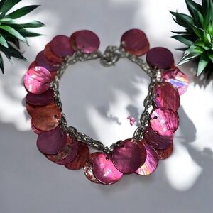 💎Vintage Chic Dark Pink Shell Bracelet